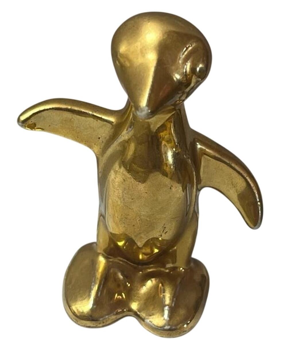 Vintage Homer Laughlin Harlequin Gold Maverick Penguin 3" Figurine Art Deco